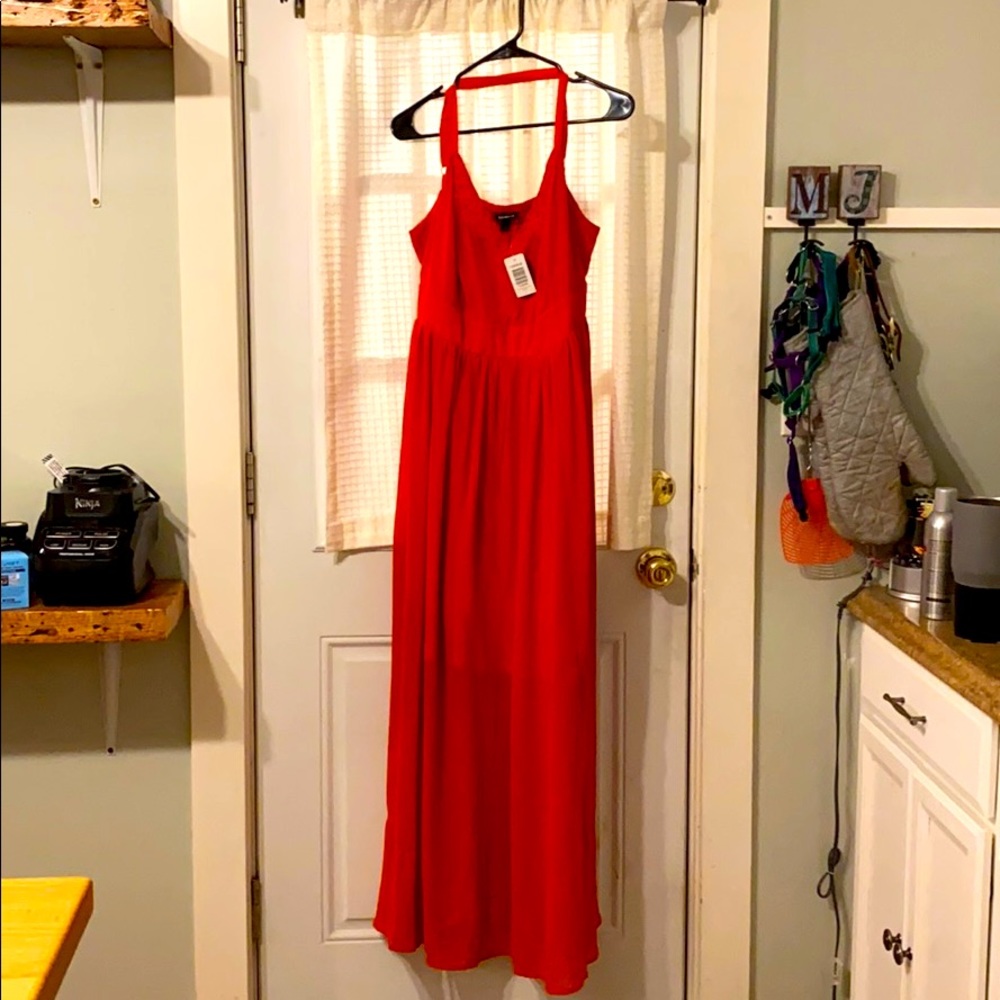 Orange chiffon tank maxi dress